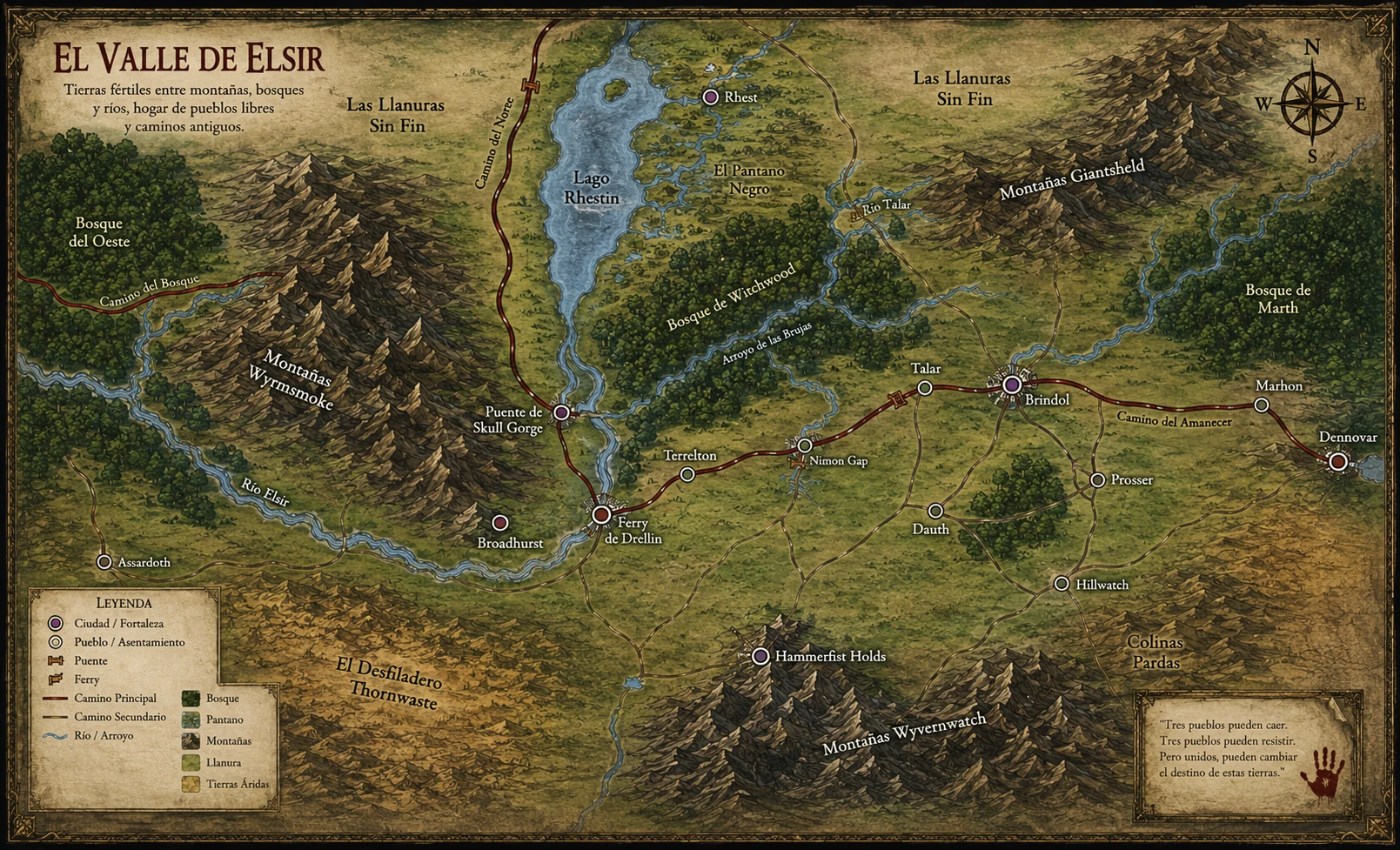 Mapa ilustrado del Valle de Elsir